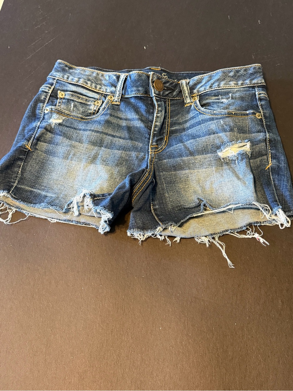 American eagle Women's Distressed Denim Shorts - Blue